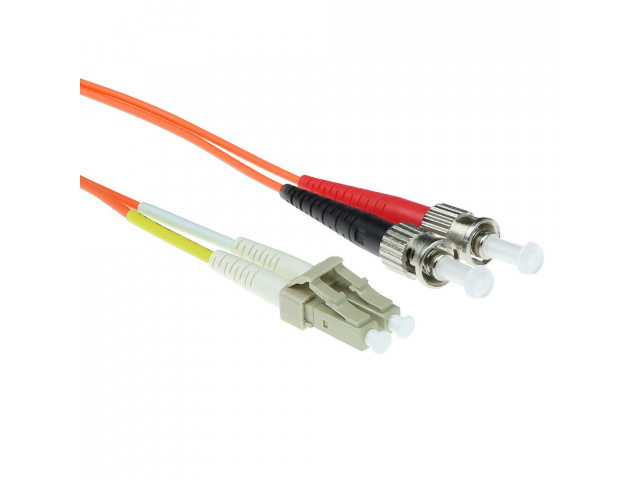 ACT 2 meter LSZH Multimode 62.5/125 OM1 fiber patch cable duplex with LC and ST connectors