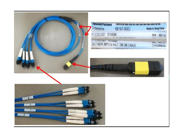 R1N58A HPE 24 FIBER MPO TO 4XLC SINGLE-MODE 3M CABLE