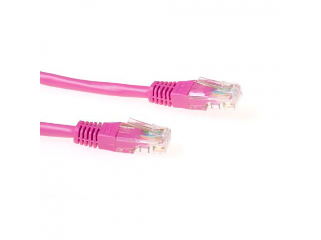 ACT Pink 1 meter U/UTP CAT6 patch cable with RJ45 connectors