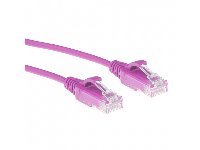 ACT Pink 3 meter LSZH U/UTP CAT6 datacenter slimline patch cable snagless with RJ45 connectors