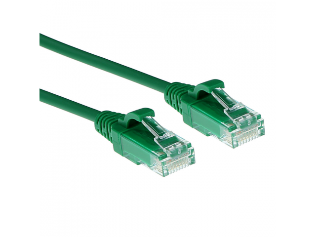 ACT Groene 2 meter LSZH U/UTP CAT6 datacenter slimline patchkabel snagless met RJ45 connectoren