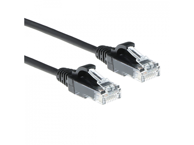 ACT Zwarte 0,15 meter LSZH U/UTP CAT6 datacenter slimline patchkabel snagless met RJ45 connectoren