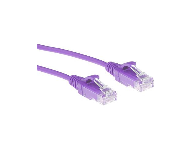 ACT Paarse 3 meter LSZH U/UTP CAT6 datacenter slimline patchkabel snagless met RJ45 connectoren