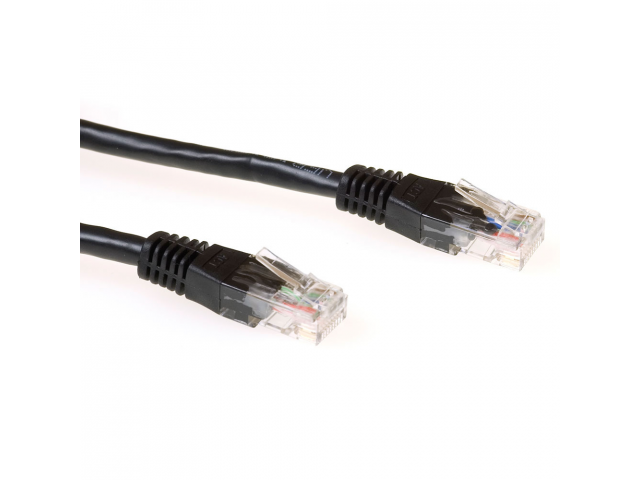 ACT Zwarte 1 meter U/UTP CAT6 patchkabel met RJ45 connectoren