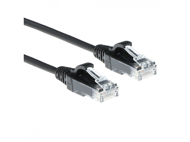 ACT Zwarte 0.25 meter LSZH U/UTP CAT6 datacenter slimline patchkabel snagless met RJ45 connectoren