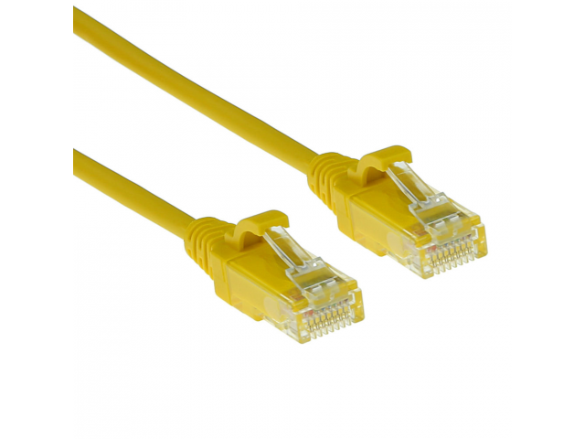 ACT Yellow 0.25 meter LSZH U/UTP CAT6 datacenter slimline patch cable snagless with RJ45 connectors