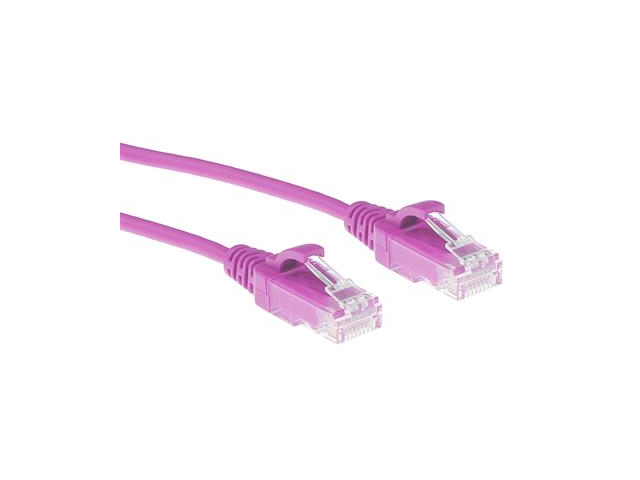 ACT Pink 2 meter LSZH U/UTP CAT6 datacenter slimline patch cable snagless with RJ45 connectors