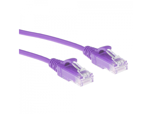 ACT Purple 0.5 meter LSZH U/UTP CAT6 datacenter slimline patch cable snagless with RJ45 connectors