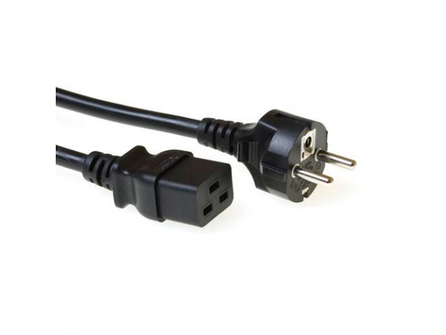 ACT Powercord mains connector CEE 7/7 male (straight) - C19 black 3 m