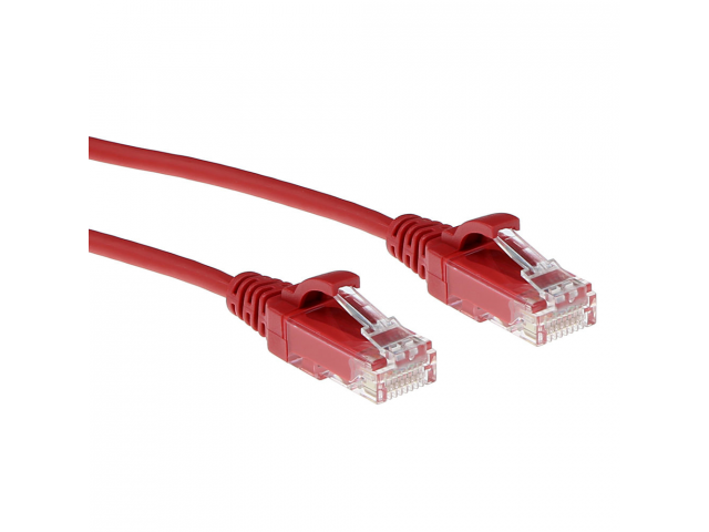 ACT Rode 0.5 meter LSZH U/UTP CAT6 datacenter slimline patchkabel snagless met RJ45 connectoren