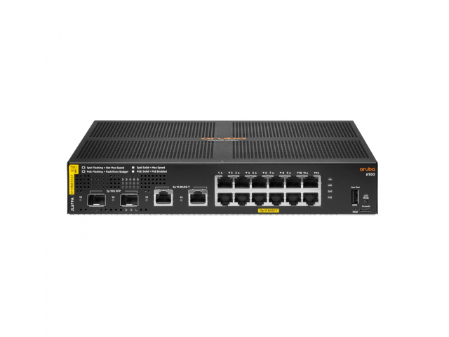 HPE Aruba Networking Aruba 6100 12G Class4 PoE 2G/2SFP+ 139W Managed L3 Gigabit Ethernet (10/100/1000) Power over Ethernet (PoE)