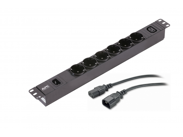 APC Easy Rack PDU, Basic, 1U, 1 Phase, 2.3kW, 230V, 10A, 6 SCHUKO and 1 C13 outlets, IEC60320 C14 inlet