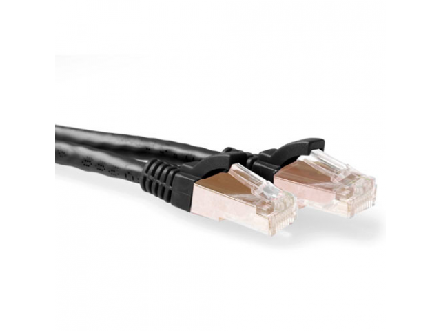 ACT Black 2 meter SFTP CAT6A patch cable snagless with RJ45 connectors