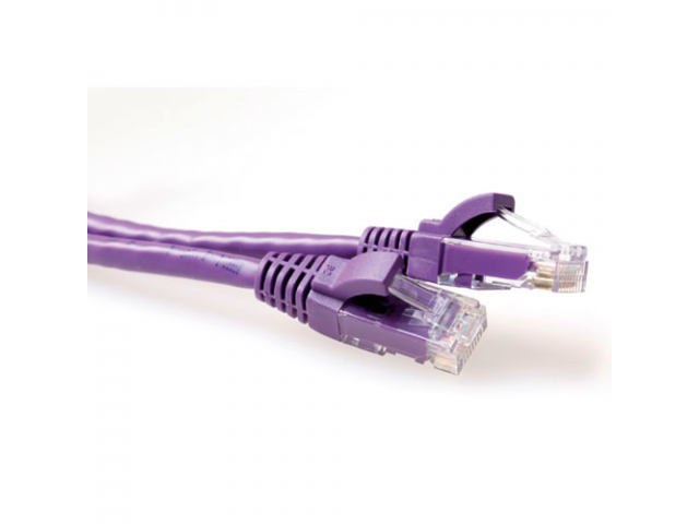 ACT Purple 1 meter U/UTP CAT6A patch cable snagless with RJ45 connectors