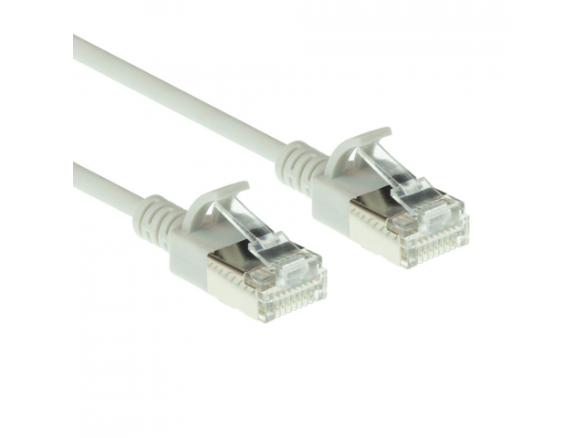 ACT Grey 2 meter LSZH U/FTP CAT6A datacenter slimline patch cable snagless with RJ45 connectors